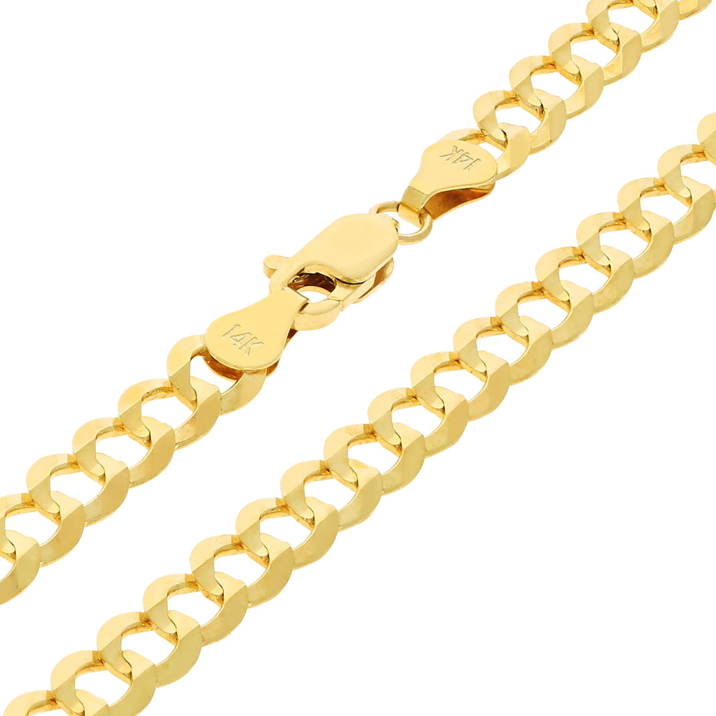 14k Yellow Gold Cuban Curb Link Chain Necklace Y408