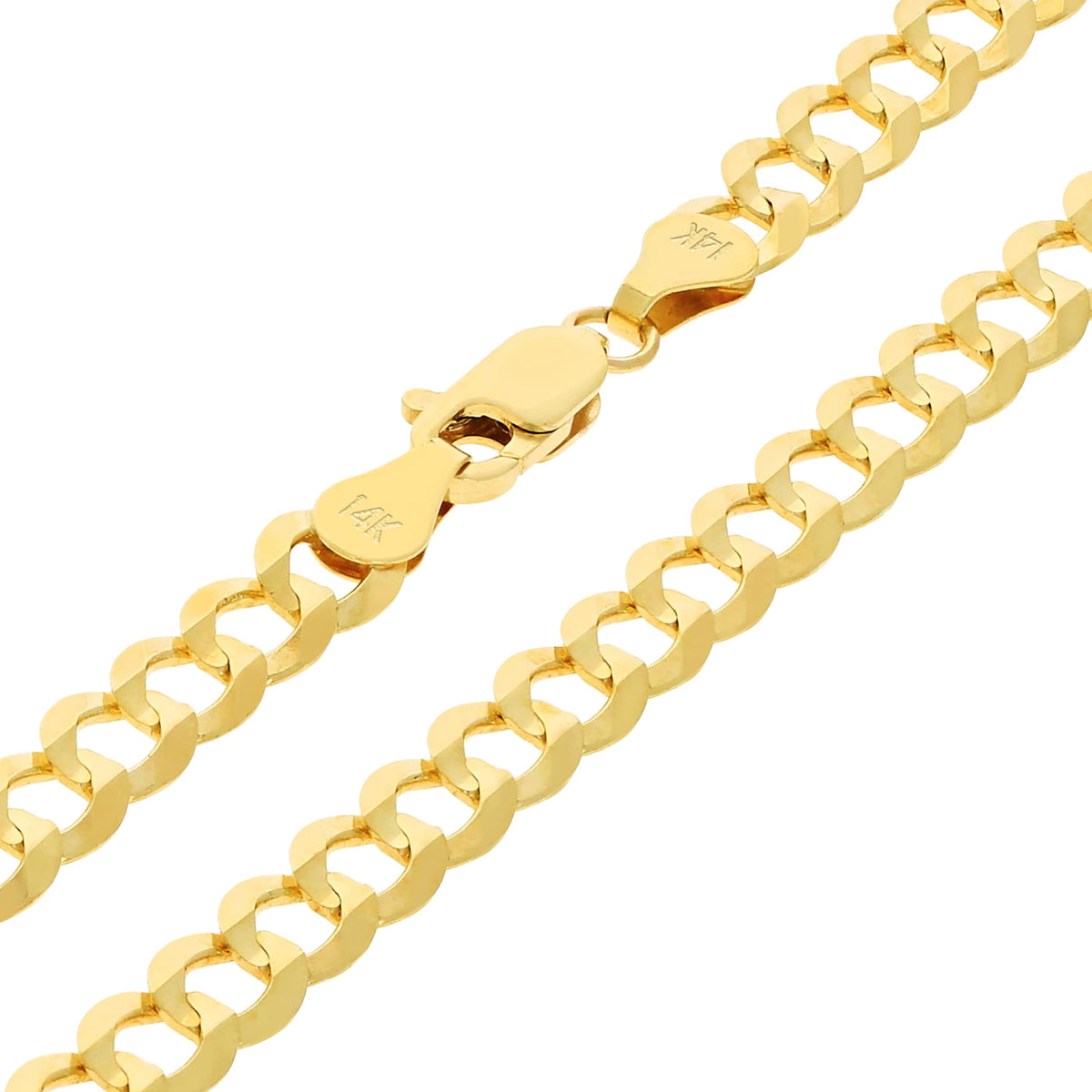14k Yellow Gold Cuban Curb Link Chain Necklace Y408
