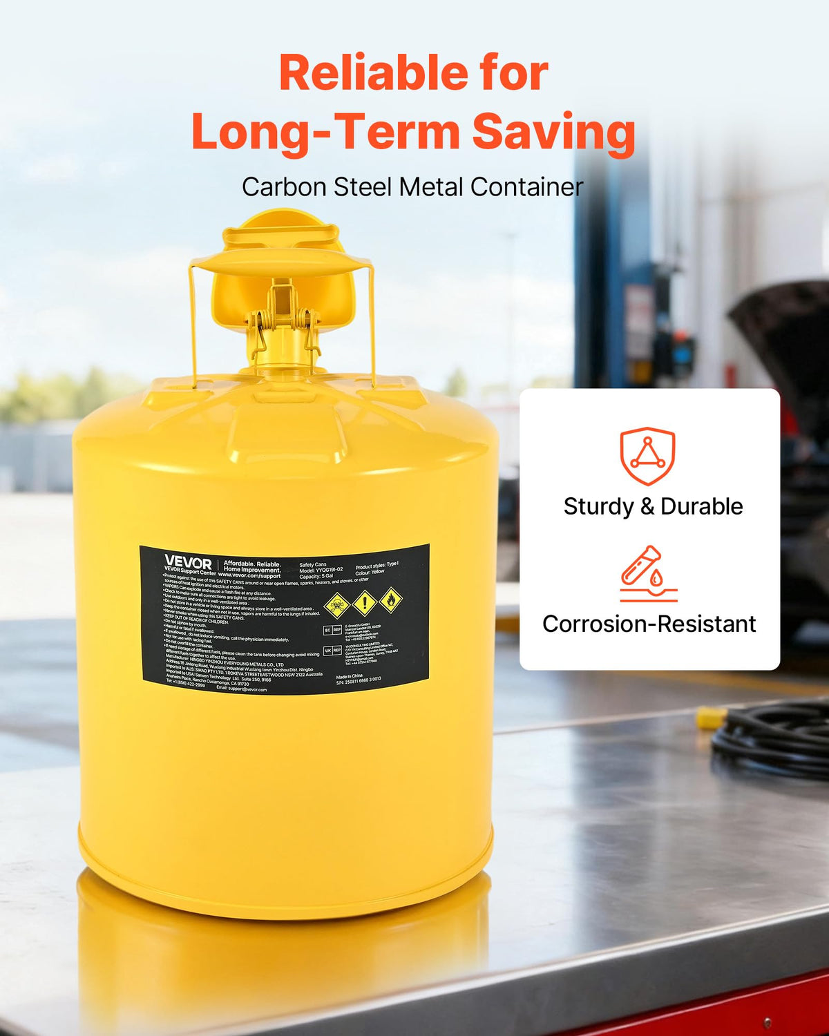 5 Gallon Type I Yellow Metal Container with Flame Arrester N198072