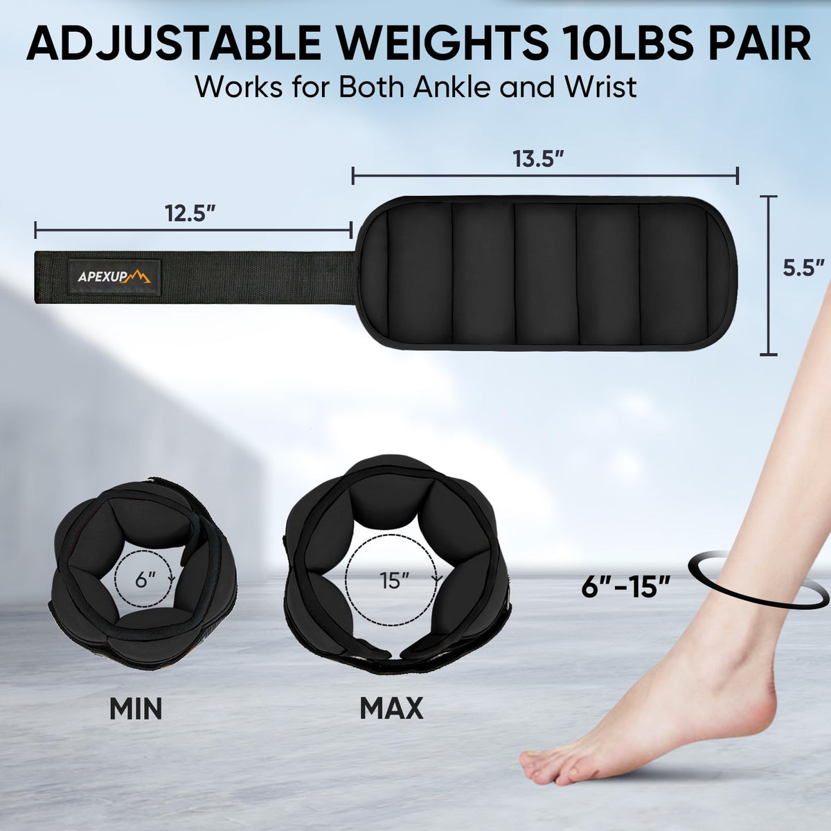 10lbs/pair Adjustable Ankle Weights with Lifting Straps A71112