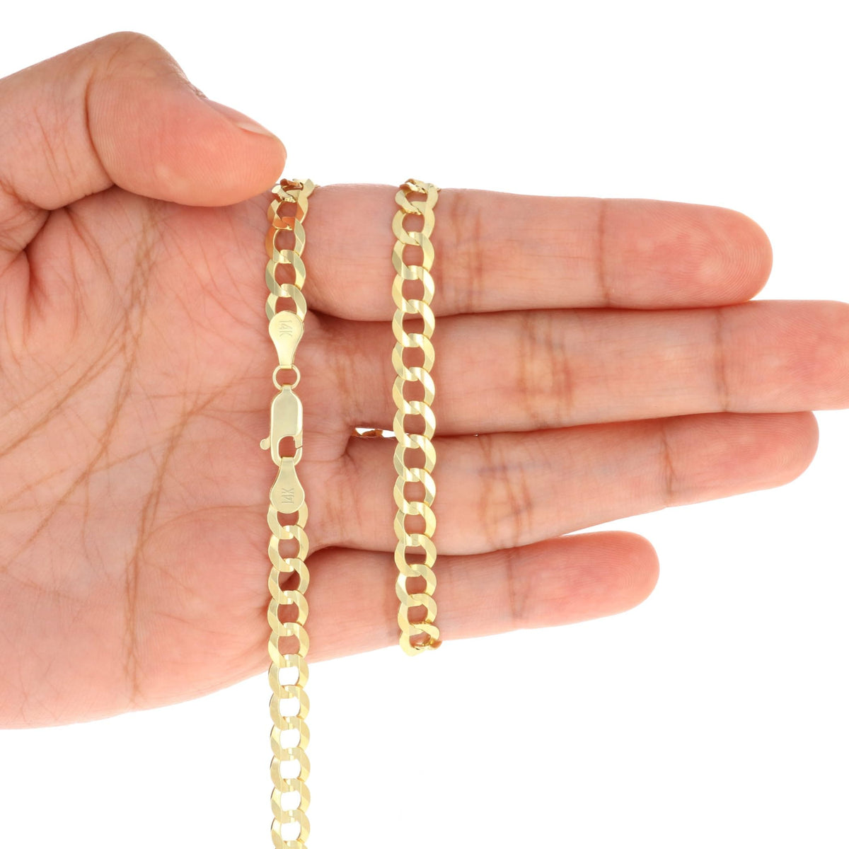 14K Yellow Gold Cuban Curb Link Chain Necklace W8032