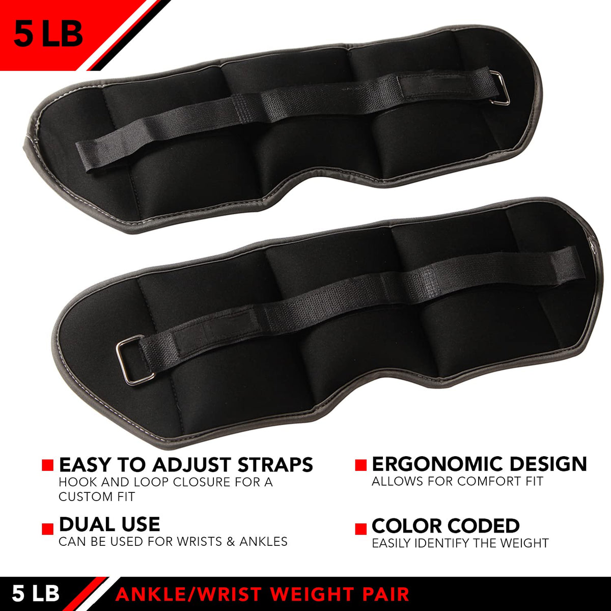 Ankle Weights Pair Set of 2 Adjustable Straps N40431
