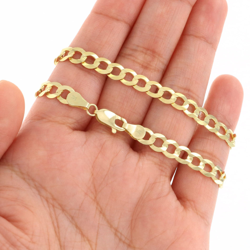 14k Yellow Gold Cuban Curb Link Chain Necklace Y408