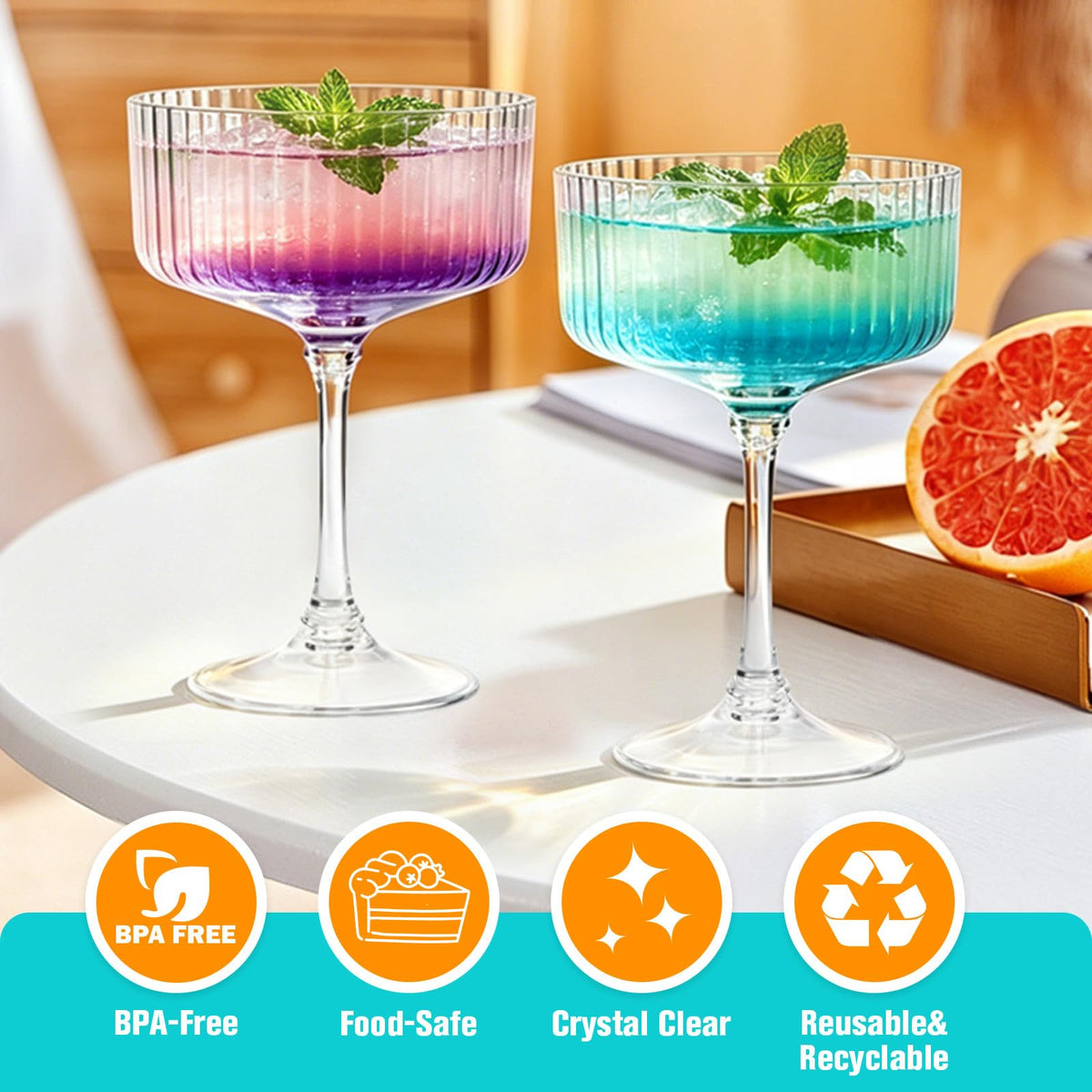 12 Pcs 10oz Plastic Martini Glasses A87711