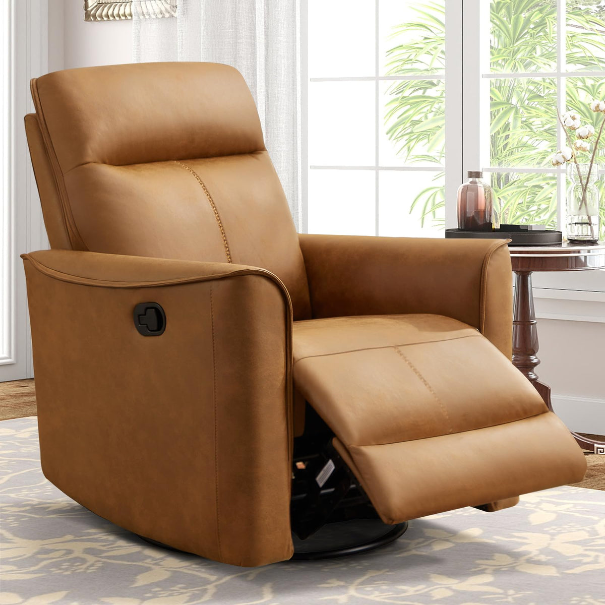 Brown Leathaire Swivel Rocker Recliner X964297