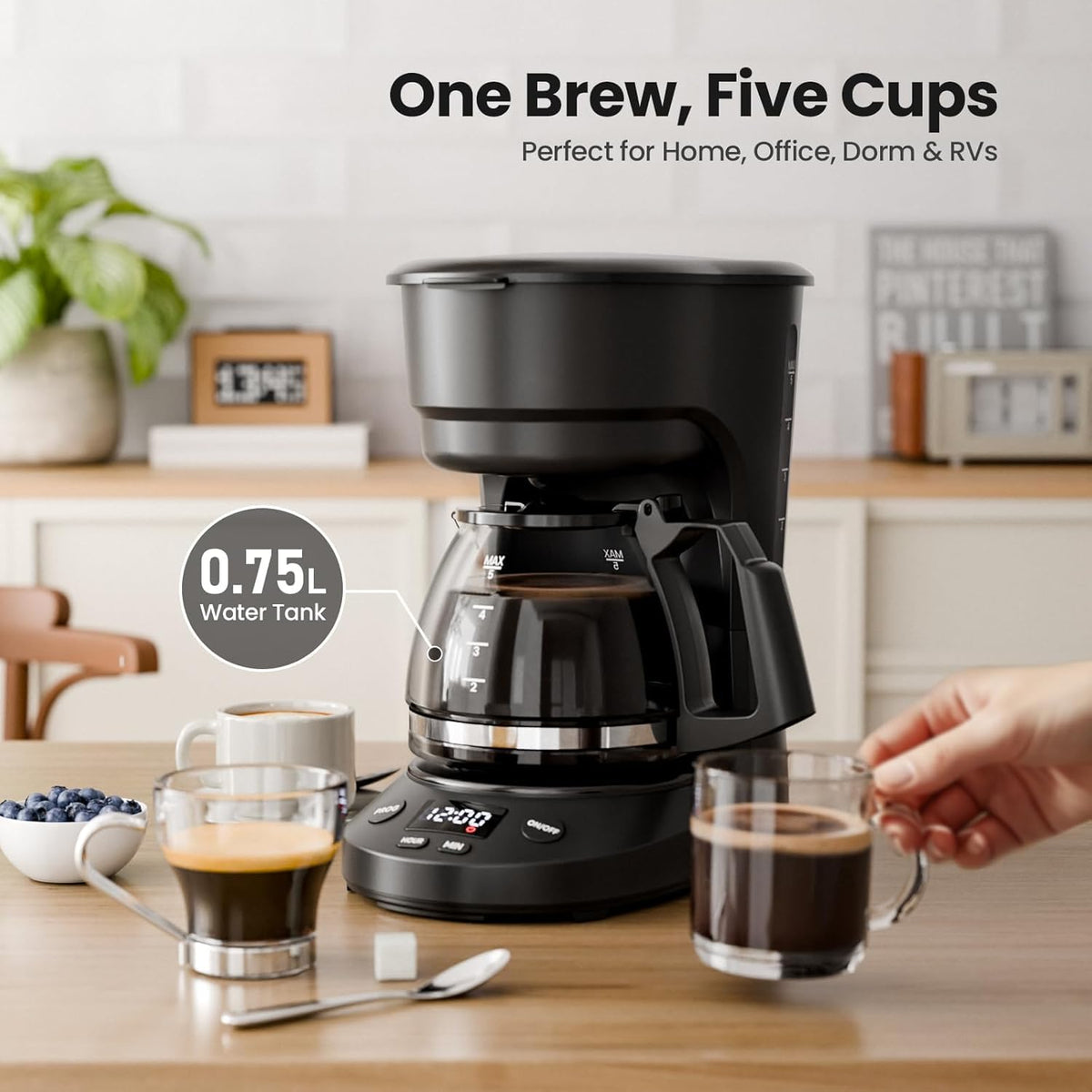5 Cup Drip Coffee Maker with Timer K6411