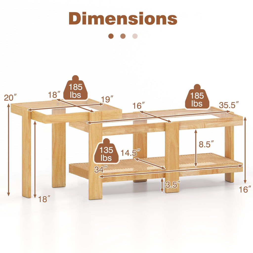 Nesting Coffee Table Set of 2 Rattan Tempered Glass F992