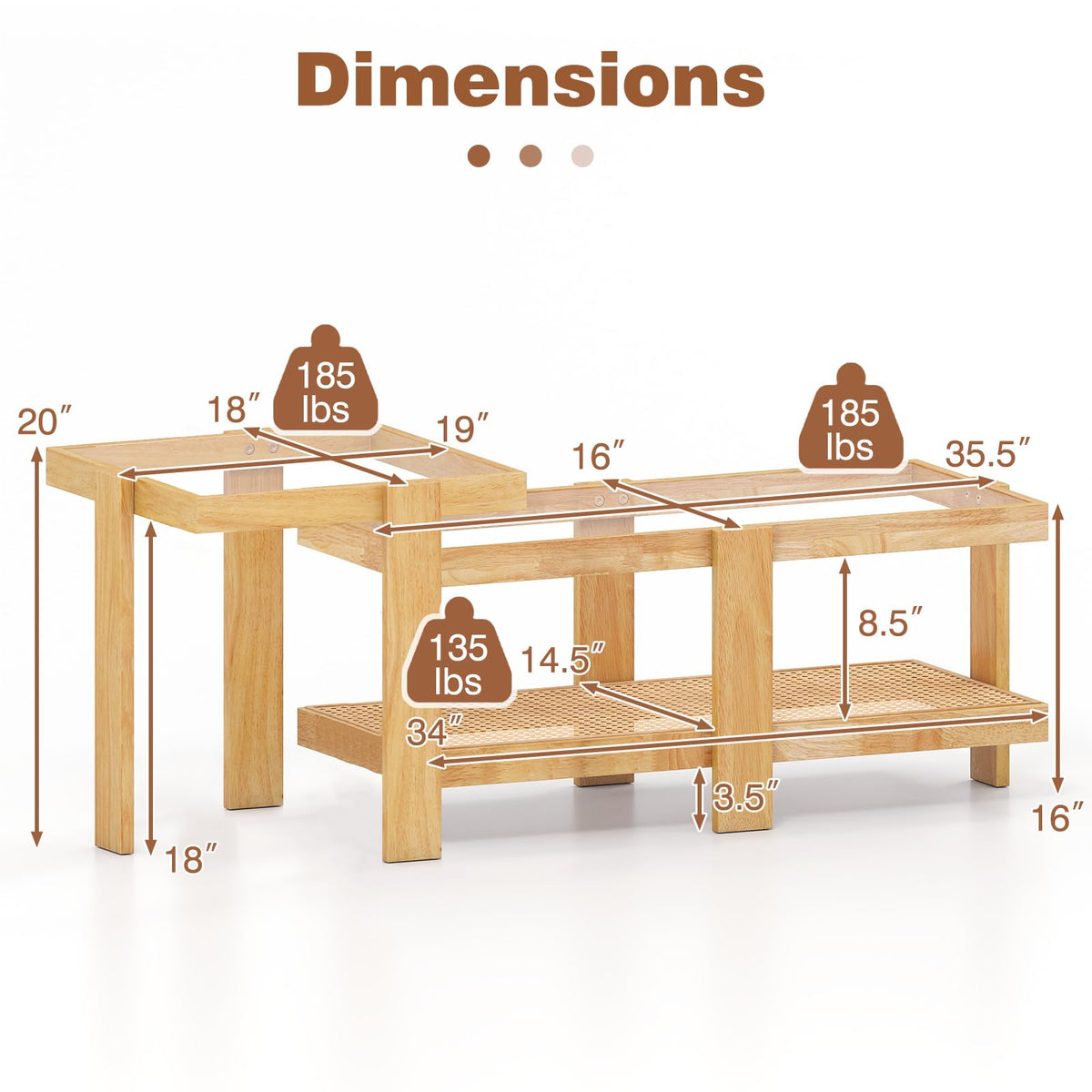Nesting Coffee Table Set of 2 Rattan Tempered Glass F992