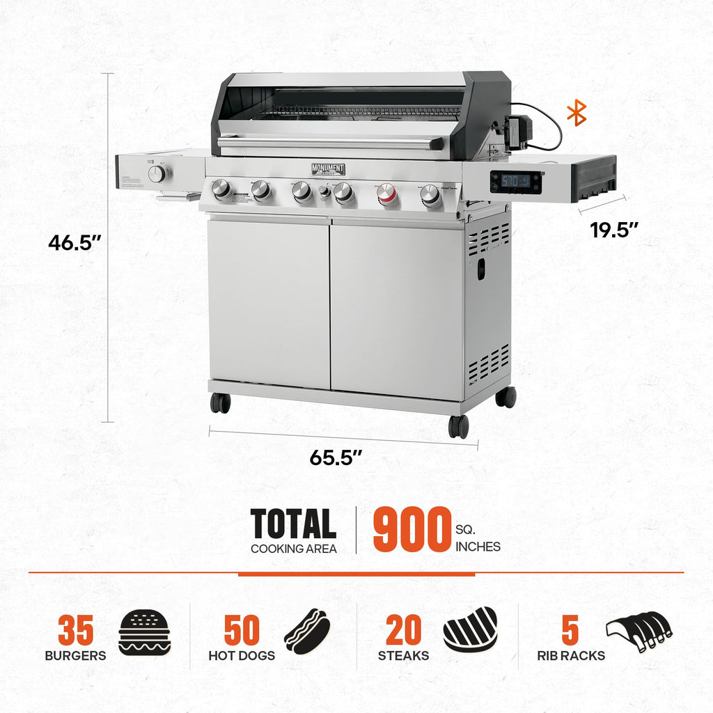 6+1 Burner Propane Gas Grill with Cover and Rotisserie Kit J39902