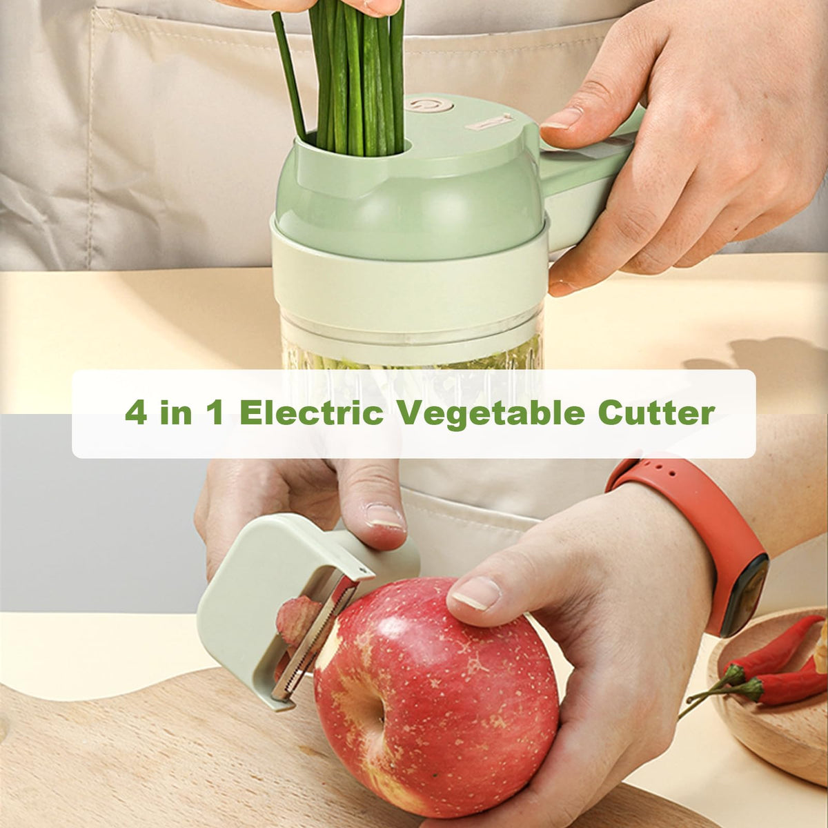 4 in 1 Portable Electric Vegetable Cutter Set E64748