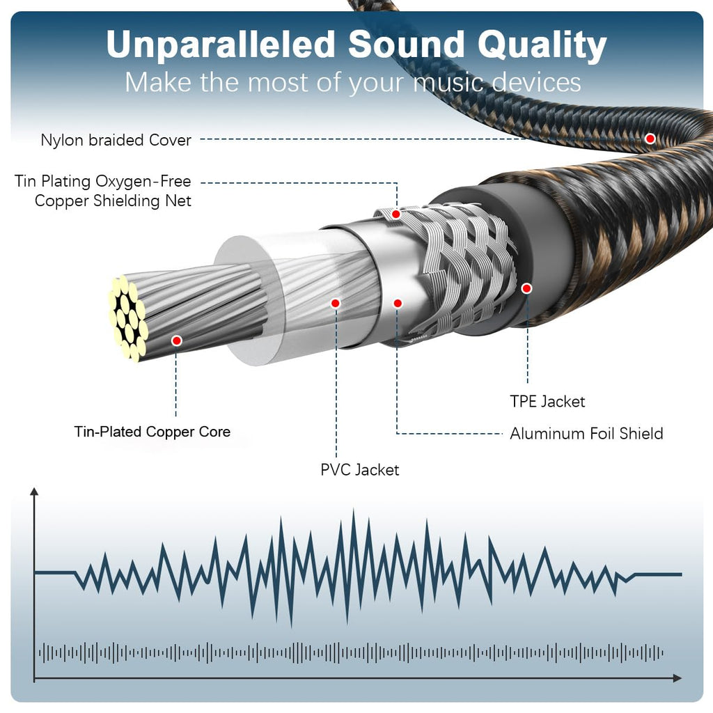 90 Degree RCA Subwoofer Cable 24K Gold-Plated Nylon Braided Double Shielded Black 10ft S25130