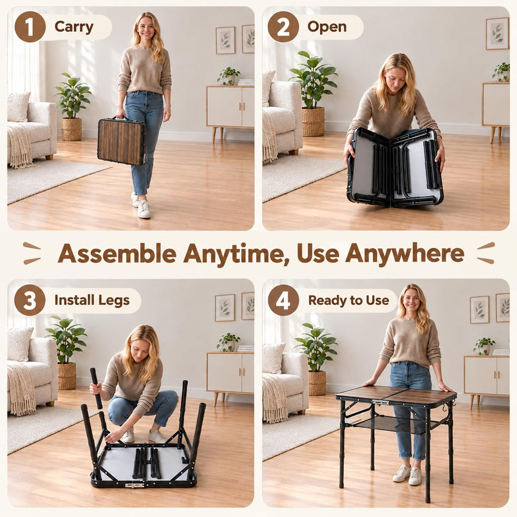 Folding Adjustable Height TV Tray Table B2062