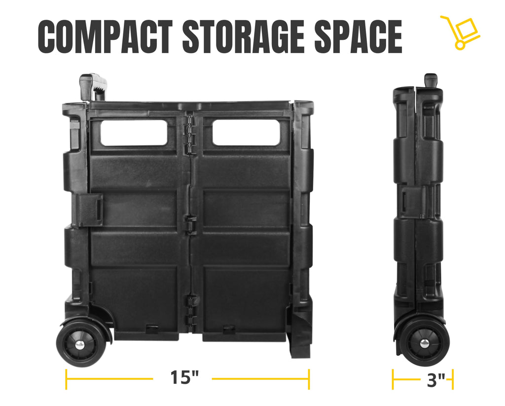 Black Collapsible Rolling Folding Dolly Cart Y857