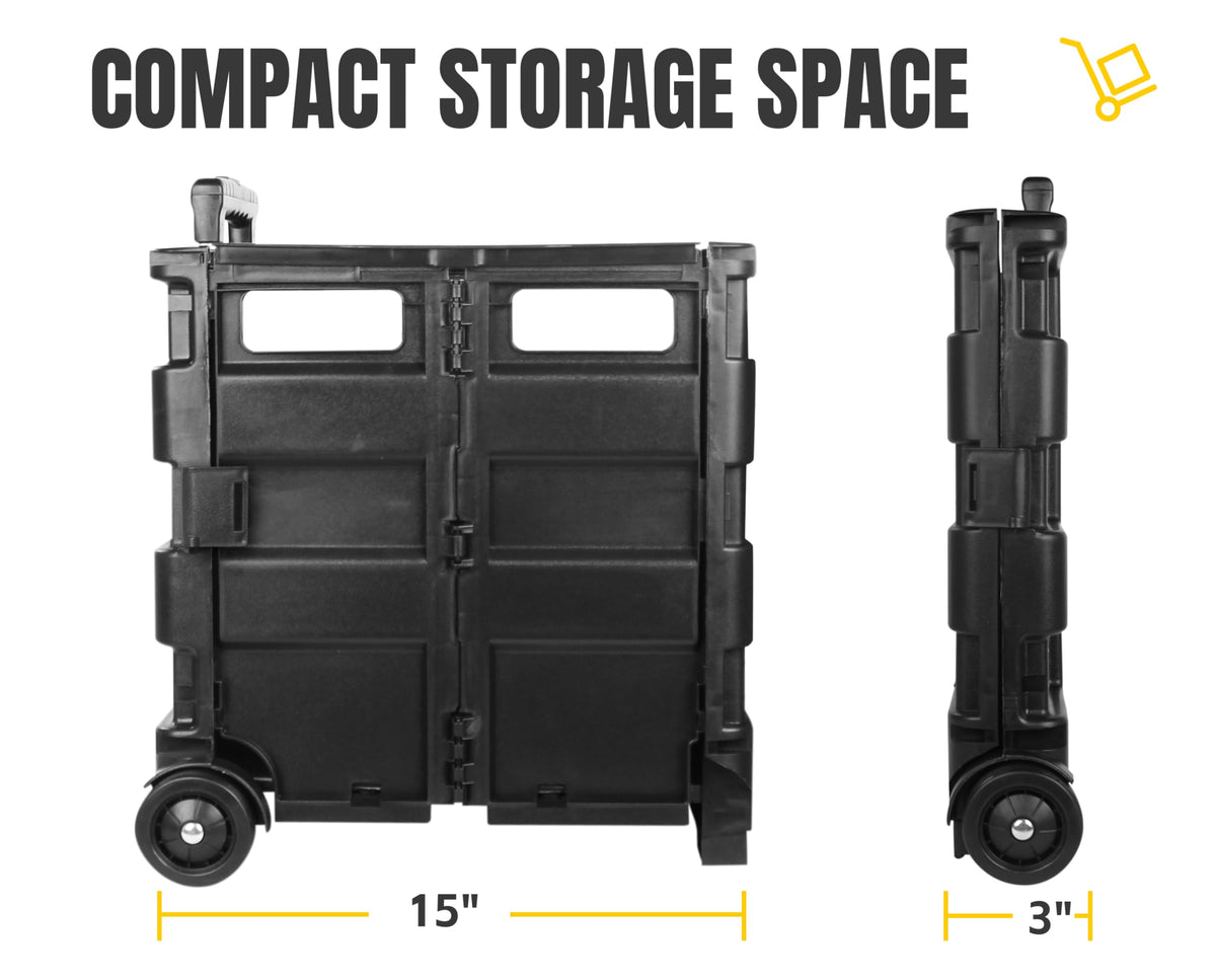 Black Collapsible Rolling Folding Dolly Cart Y857