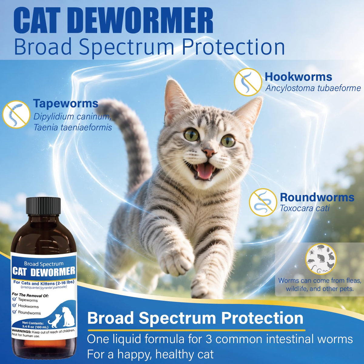 Cat Dewormer Liquid 100 mL with Oral Syringe D109