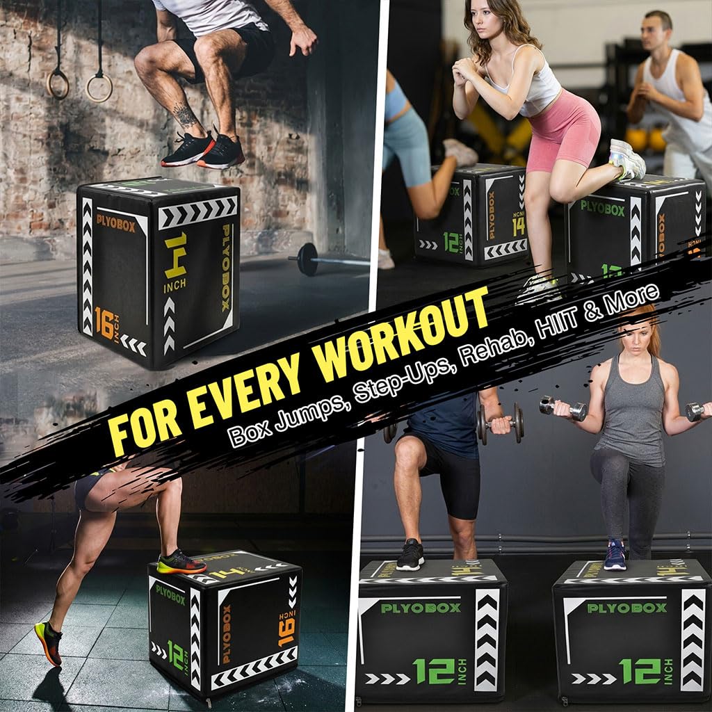14 Inch Foam Plyo Box, 3-in-1 Jump Platform with Non-Slip Cover E59424