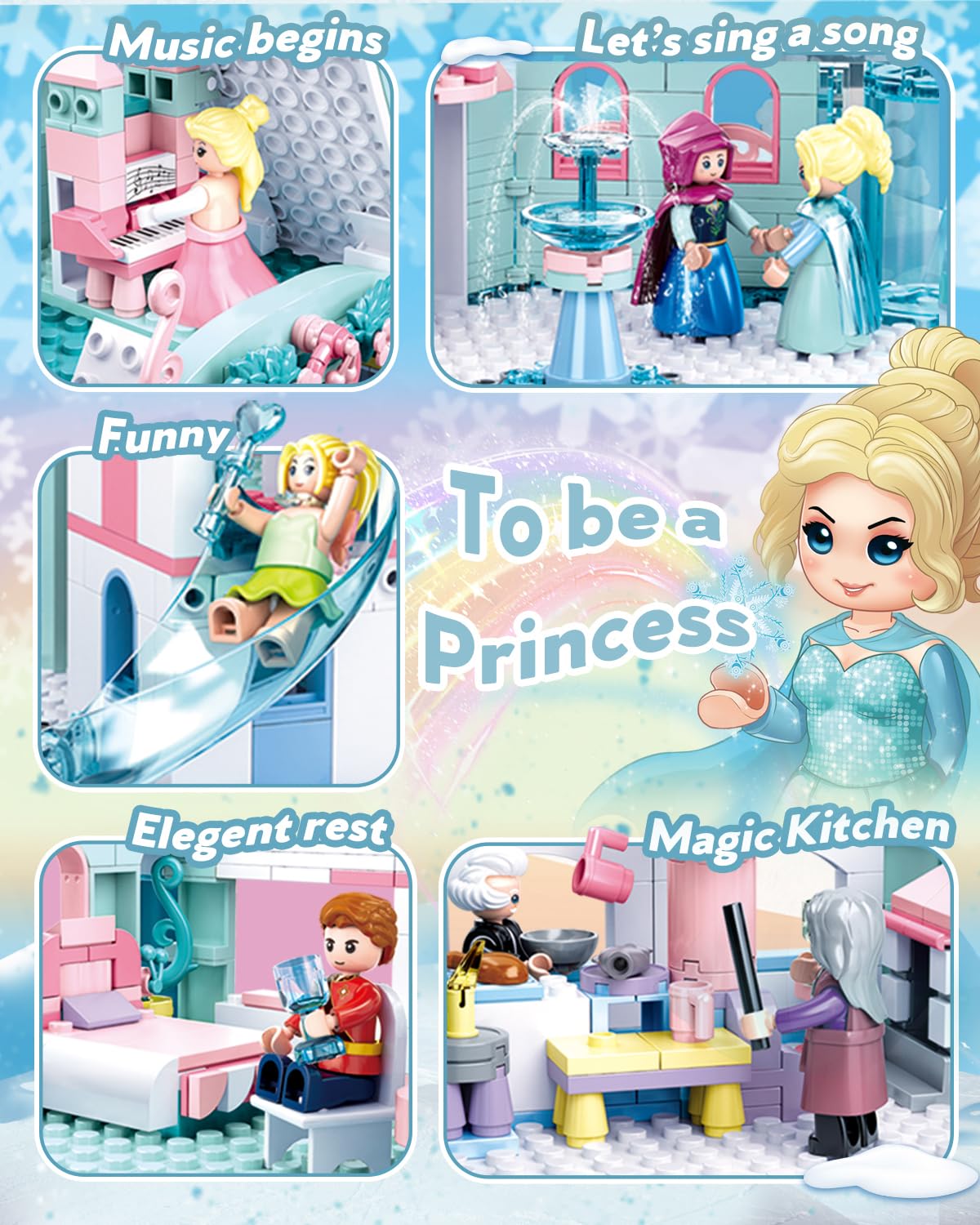 Castle Building Set with Slide, Carriage & Sledge, 9 Minifigures, 1314 PCS X275