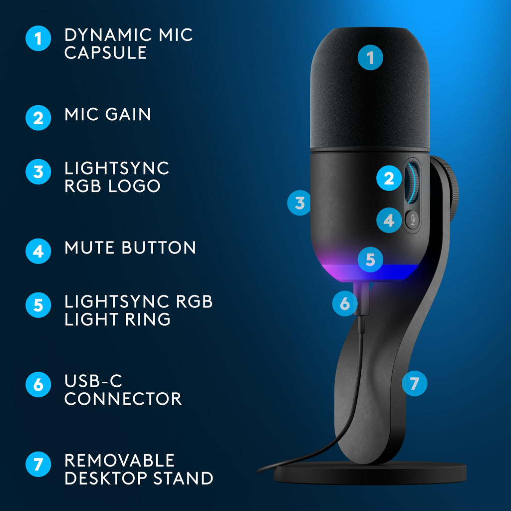 Black USB Dynamic Gaming Microphone K10893