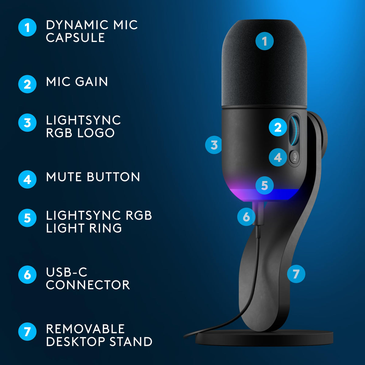 Black USB Dynamic Gaming Microphone K10893