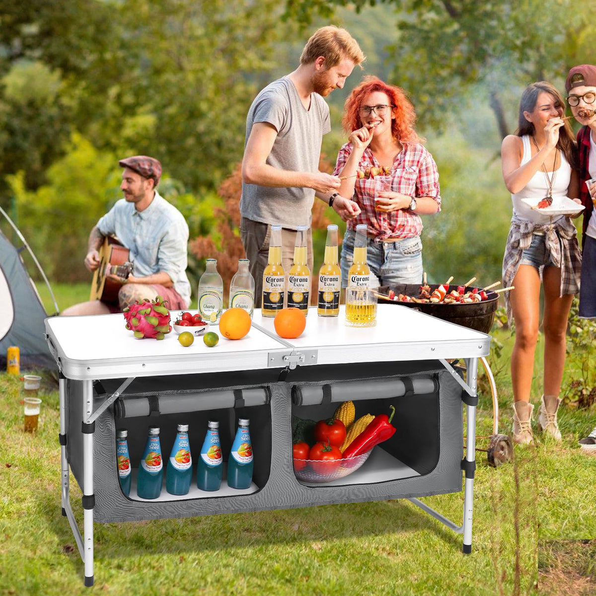 Camping Folding Aluminum Table with Adjustable Legs Z61412