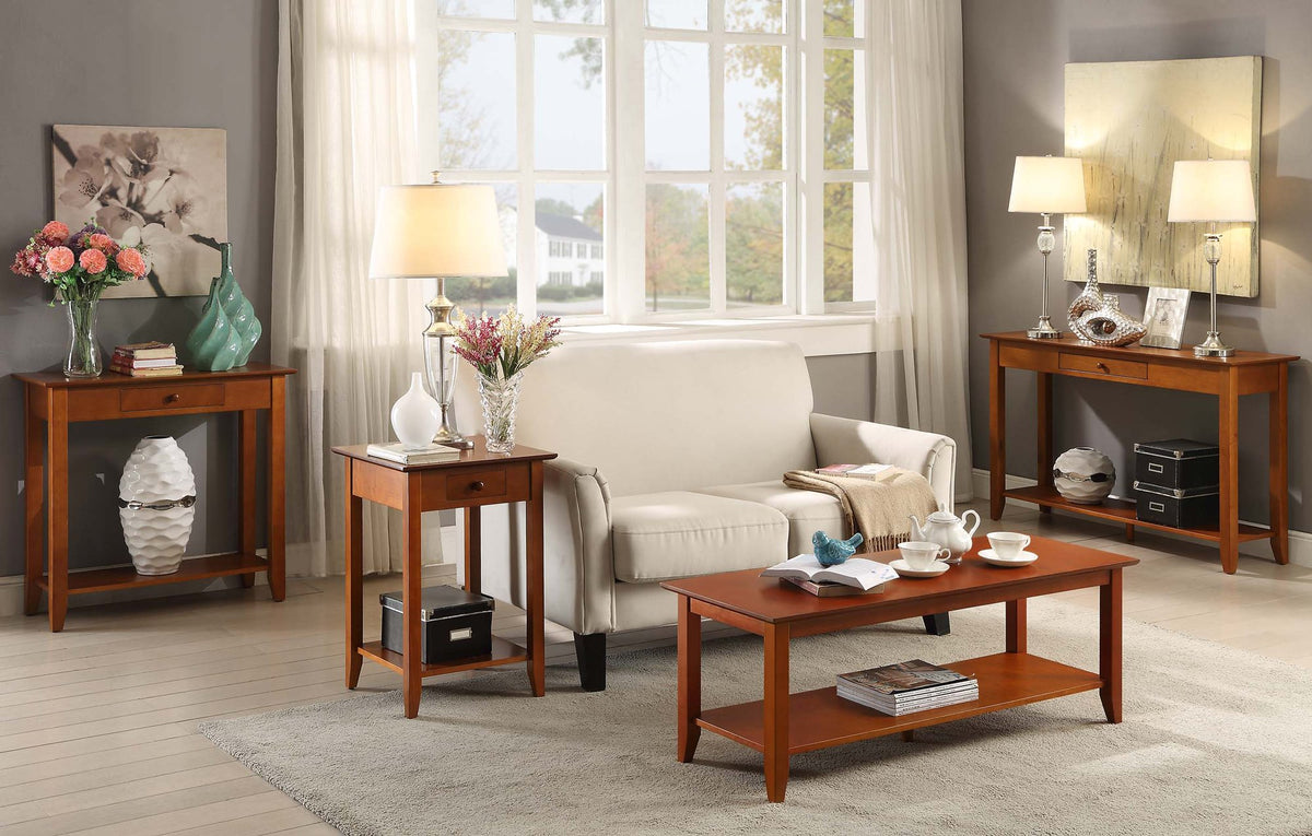 Cherry End Table with Drawer and Shelf U14131