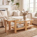 Nesting Coffee Table Set of 2 Rattan Tempered Glass F992