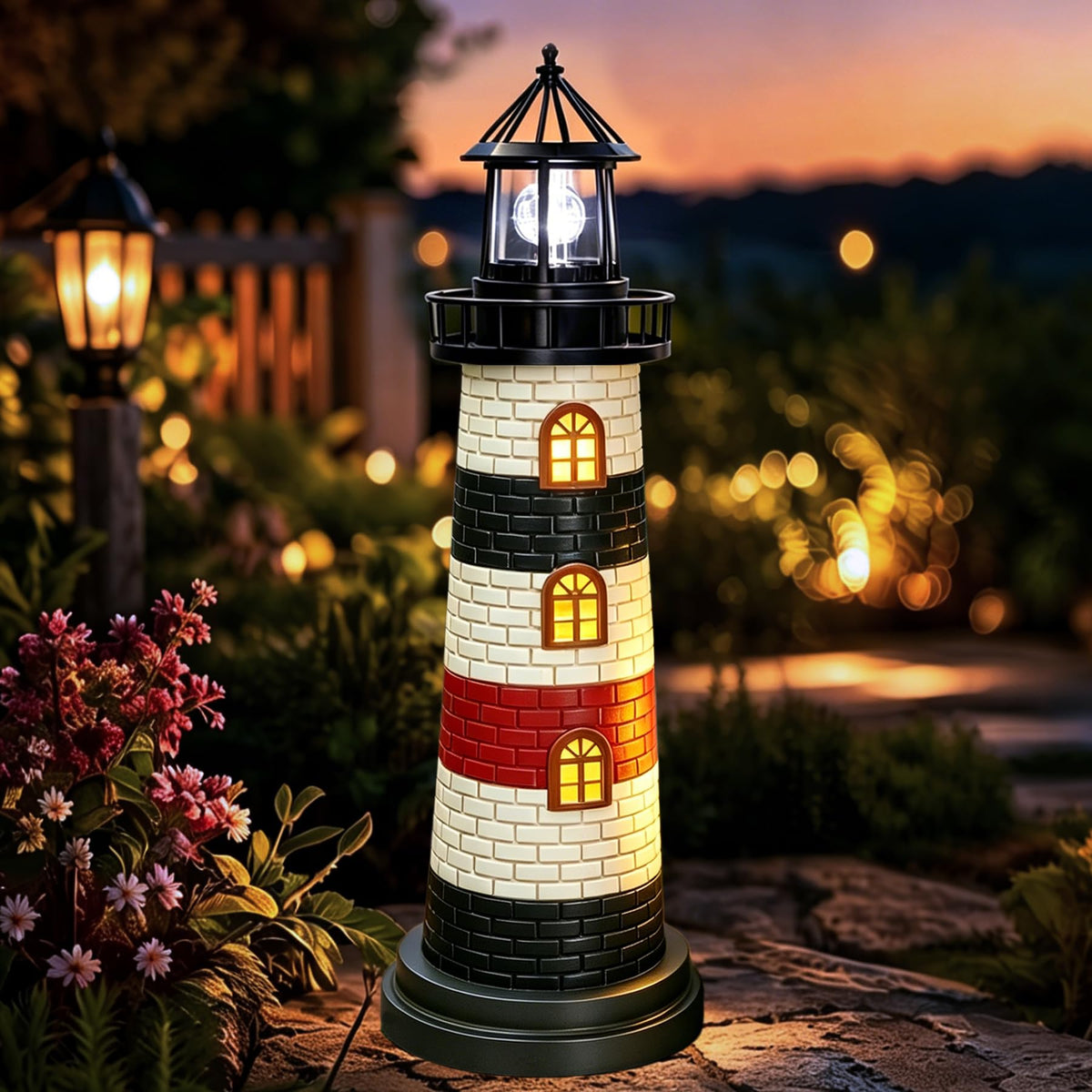 23" Solar Lighthouse Garden Statue U52681