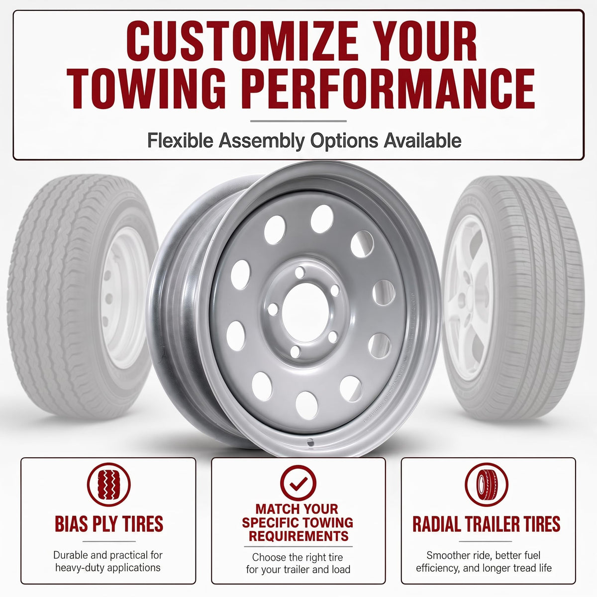 15 Inch 5 Lug Silver Trailer Wheel R644