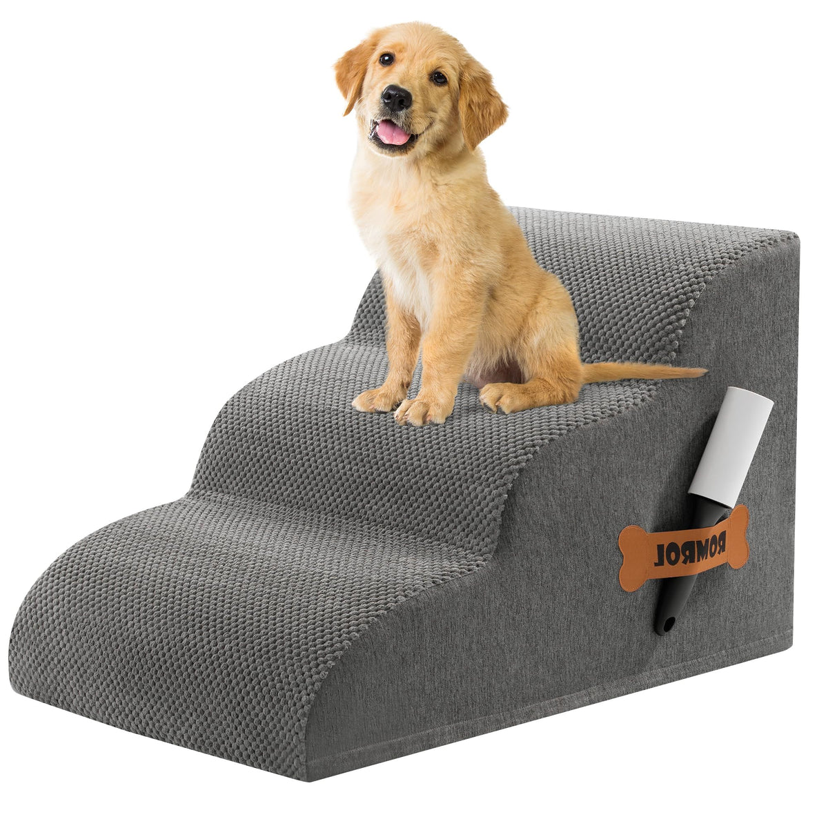 3-Steps Dog Stairs Ramp with Non-Slip Waterproof Fabric Cover K11709