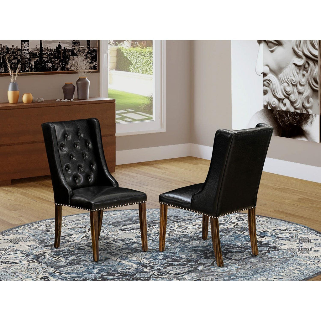 Black Faux Leather Button Tufted Dining Chairs, Set of 2 W759181