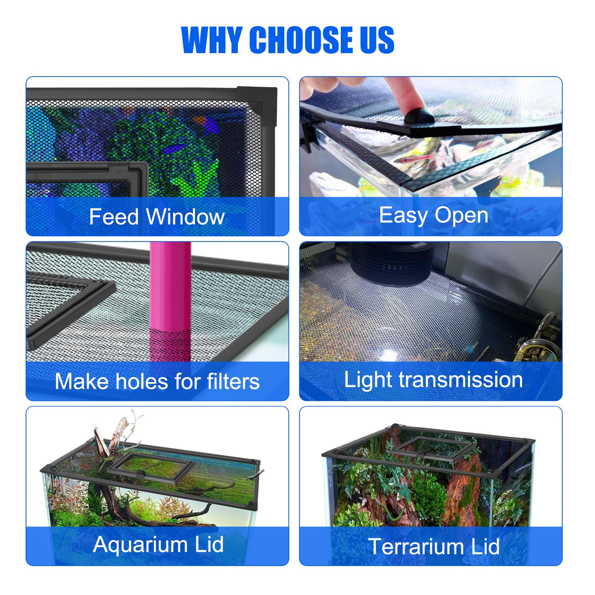 43"x27" Magnetic Aquarium Lid with Feeding Window G4462