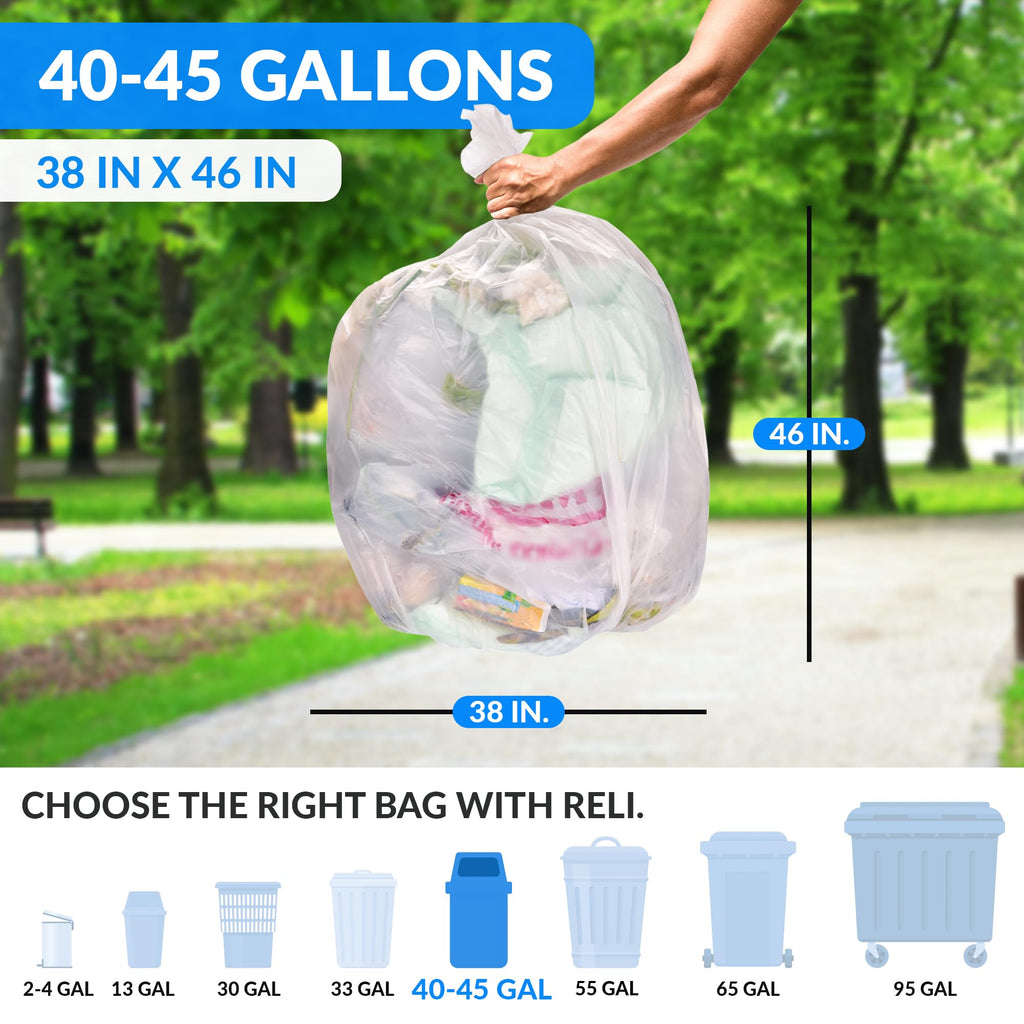 Clear Trash Bags with Twist Ties 250 Count Heavy Duty L341