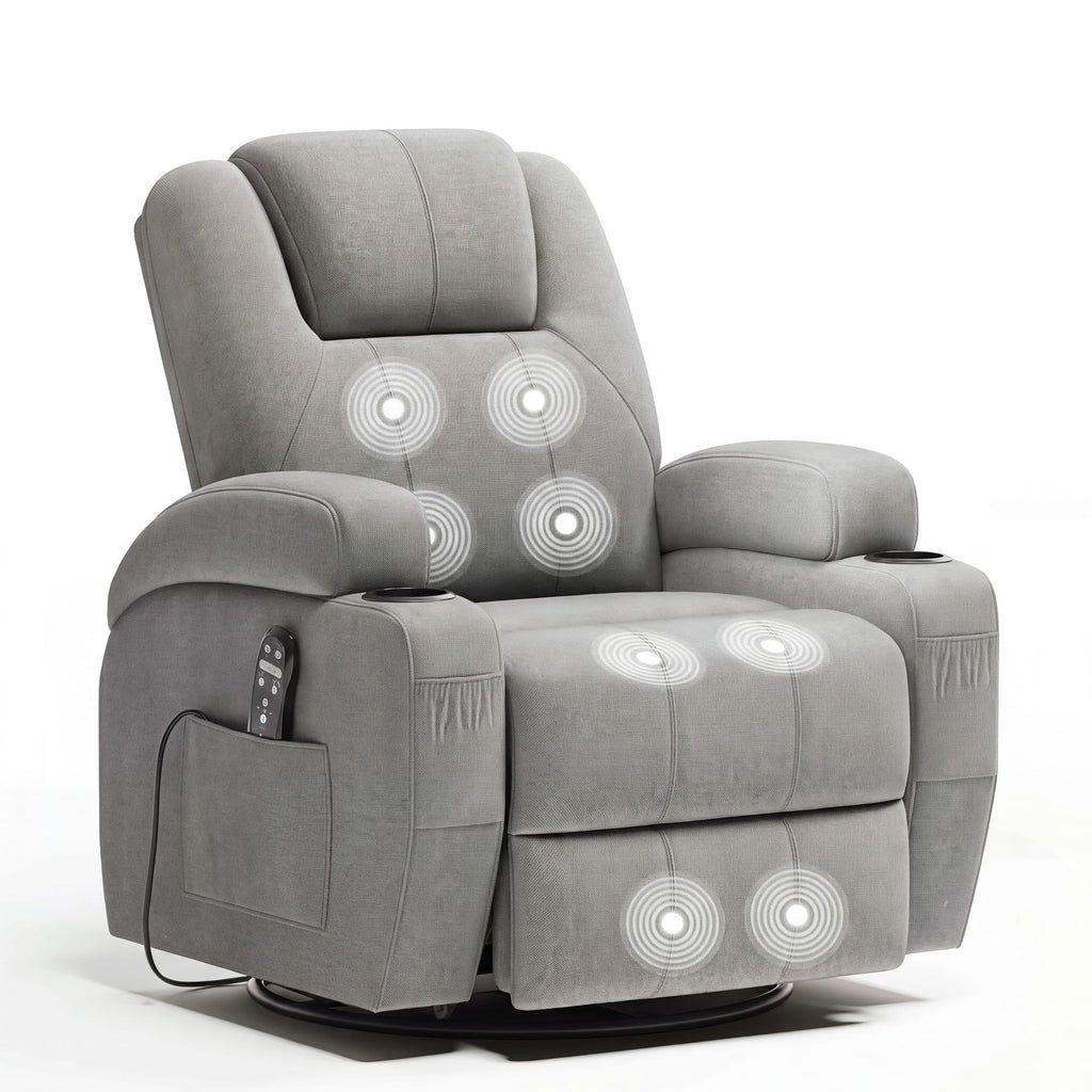 360° Swivel Rocker Recliner Chair with Massage U58213