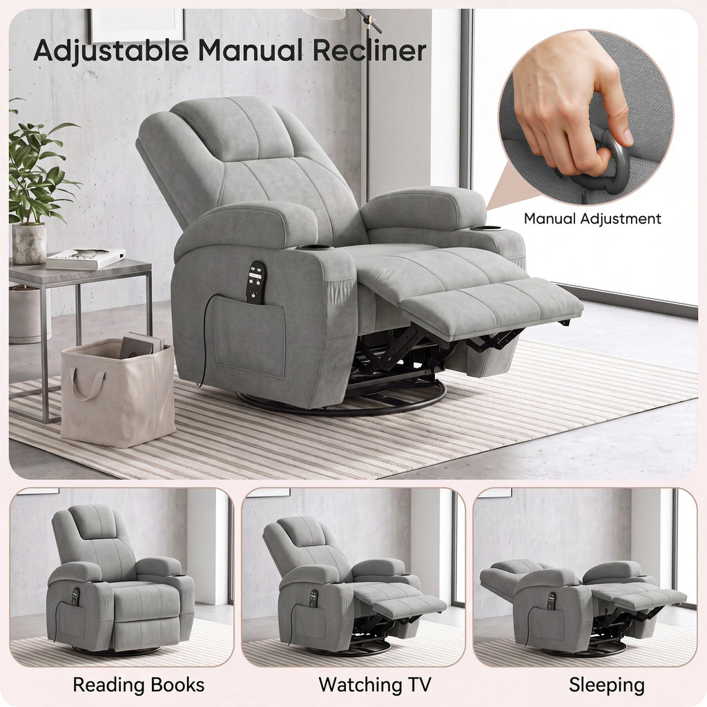 360° Swivel Rocker Recliner Chair with Massage U58213