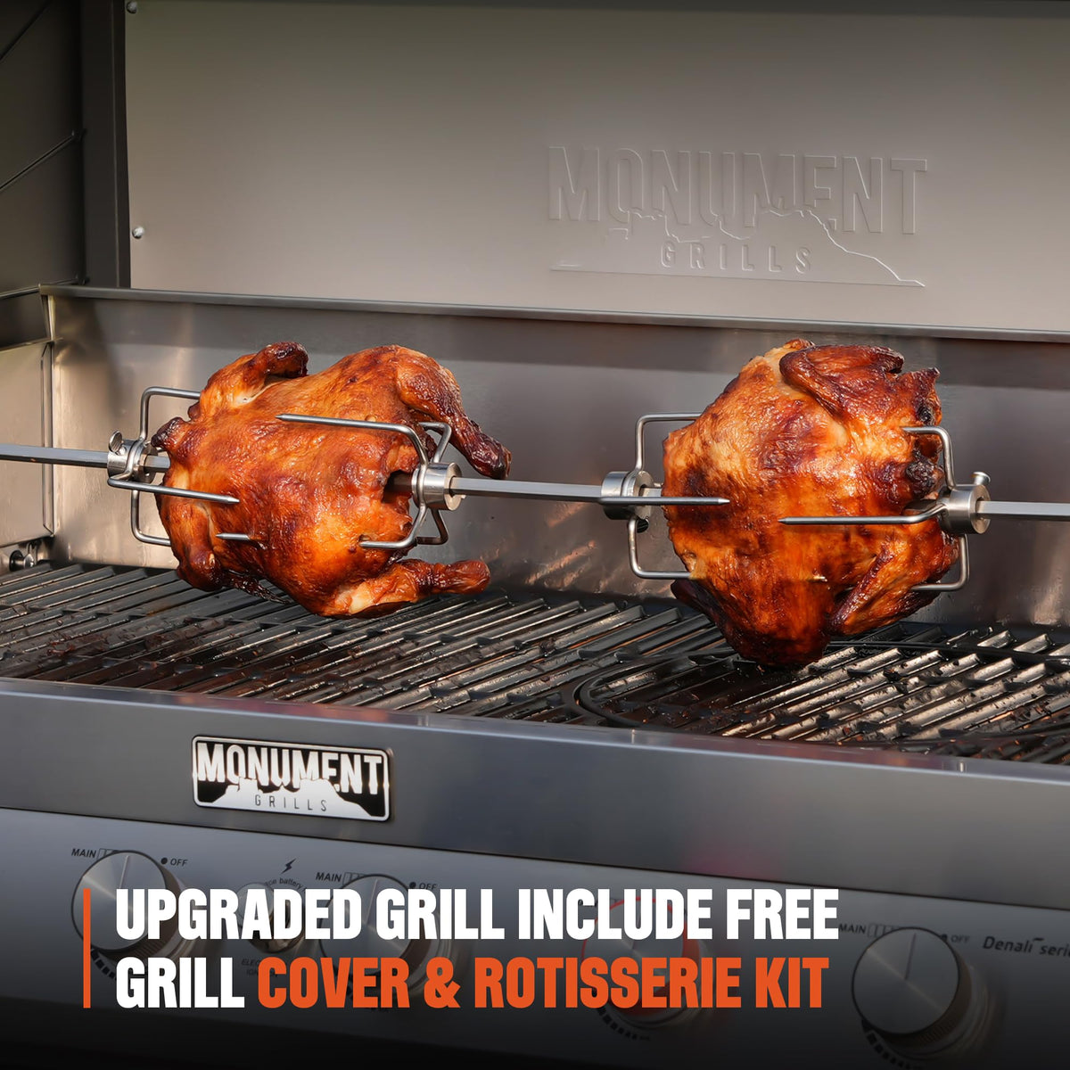6+1 Burner Propane Gas Grill with Cover and Rotisserie Kit J39902