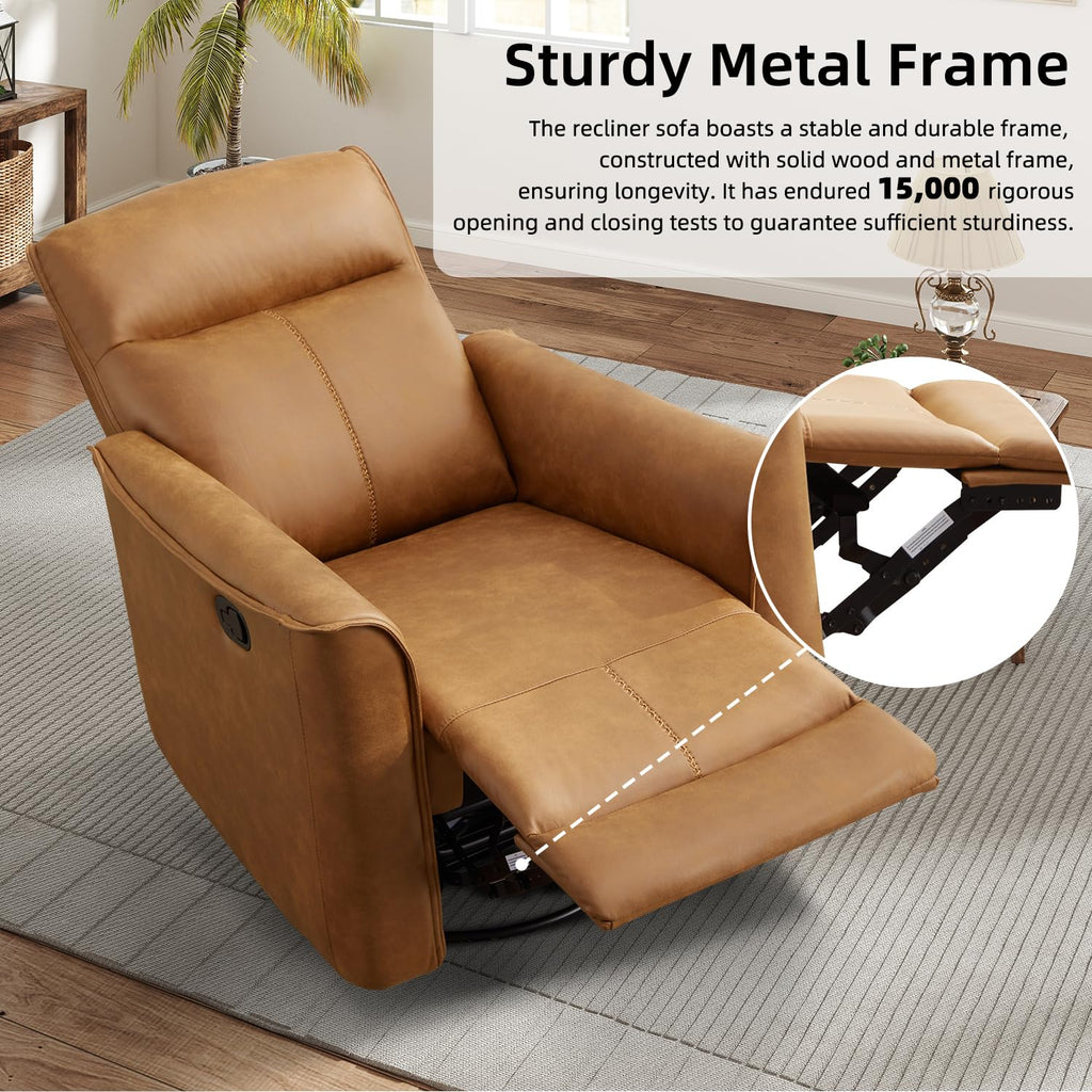 Brown Leathaire Swivel Rocker Recliner X964297