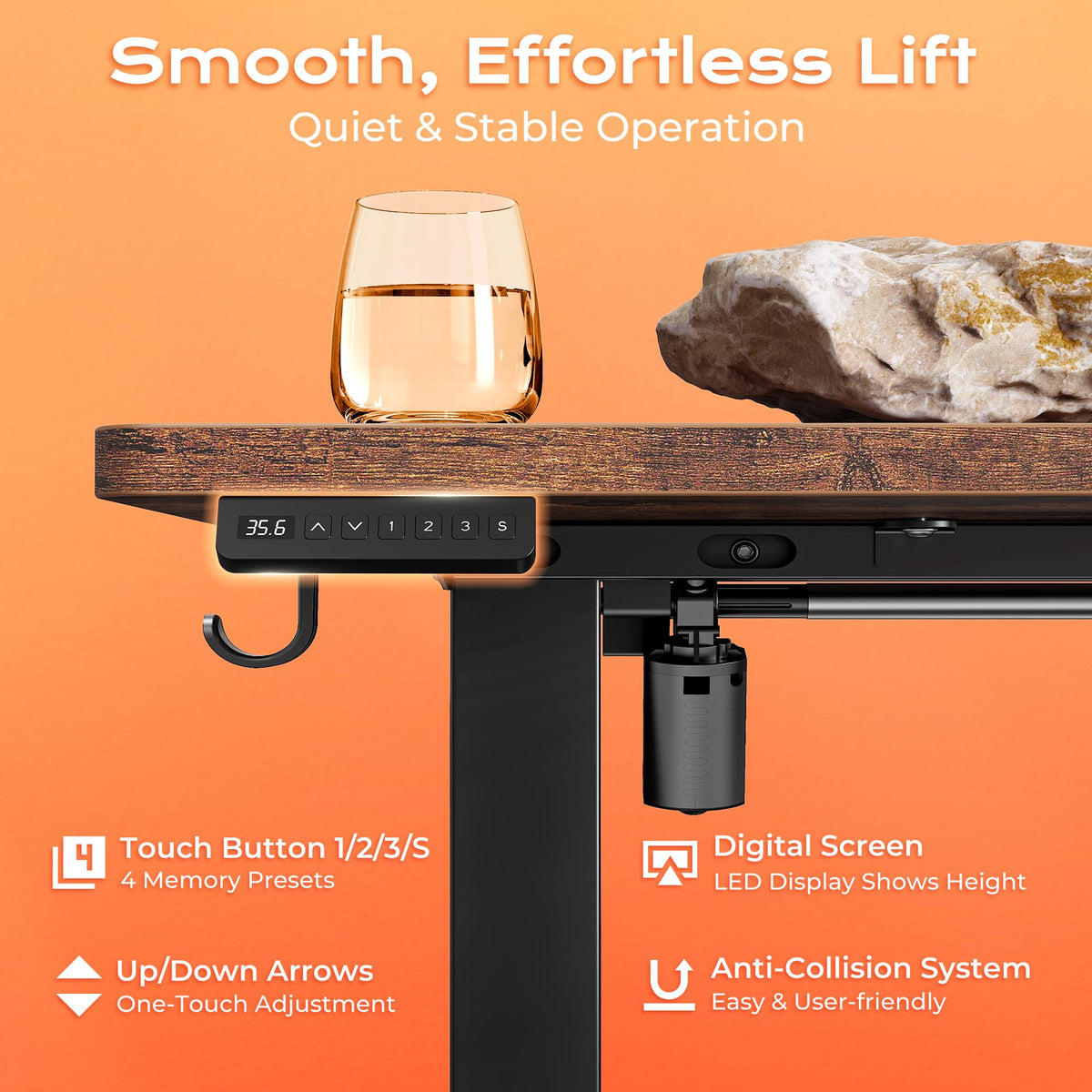 55.1'' L Standing Desk with Outlets, Cabinet, Shelves, Drawers H95108