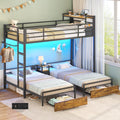 Black Twin Over Twin Triple Bunk Bed with Storage Drawers G183190