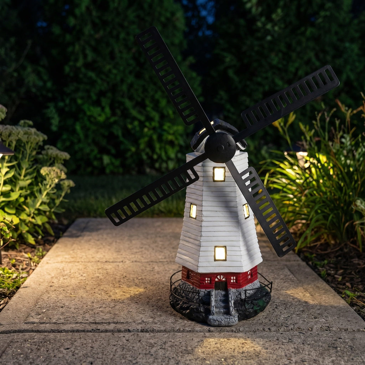 Solar Powered LED Lighthouse Garden Statue C1723