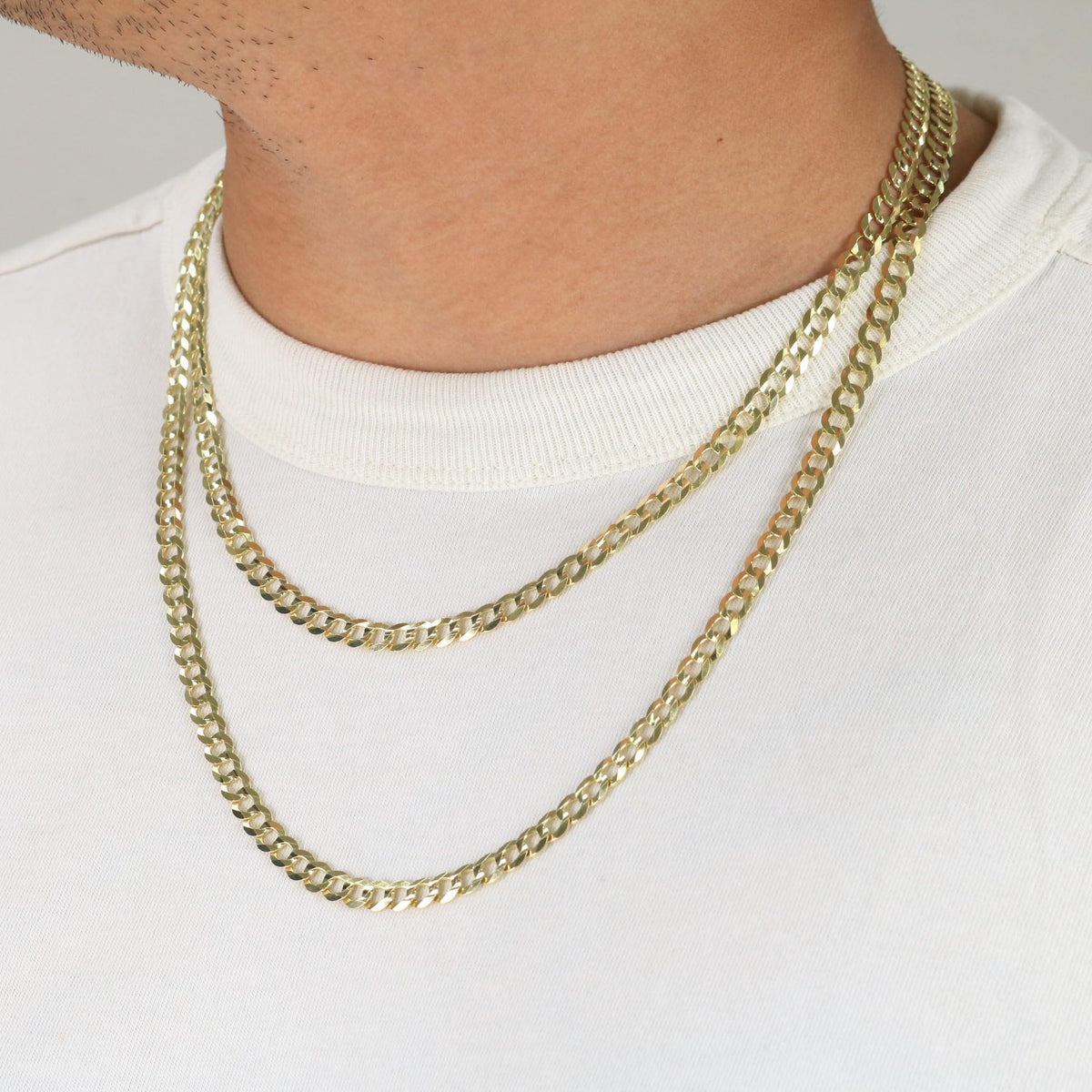 14k Yellow Gold Cuban Curb Link Chain Necklace Y408