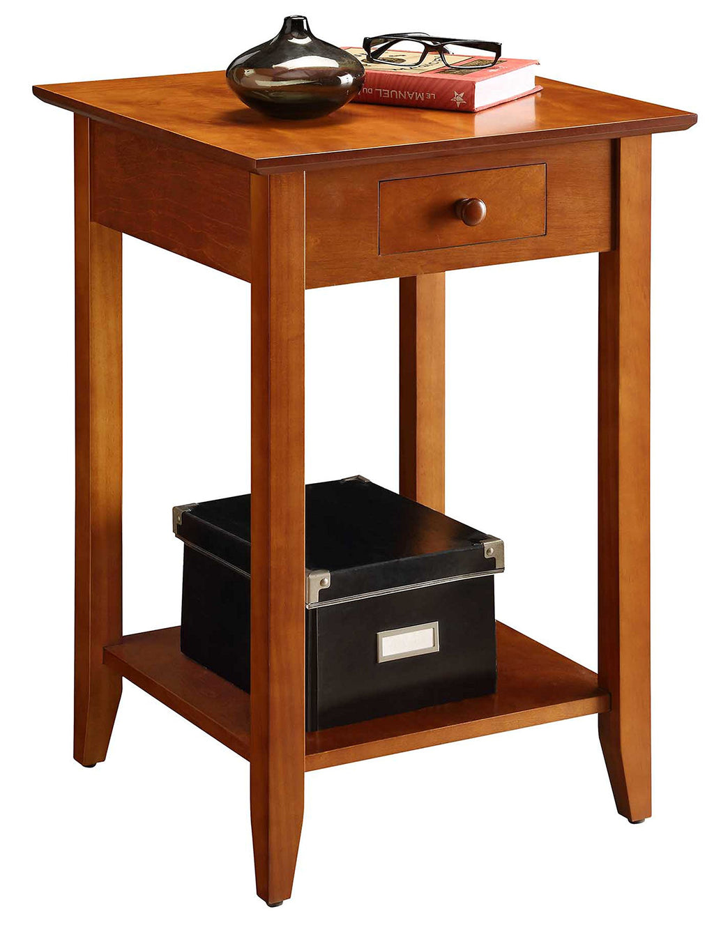 Cherry End Table with Drawer and Shelf U14131