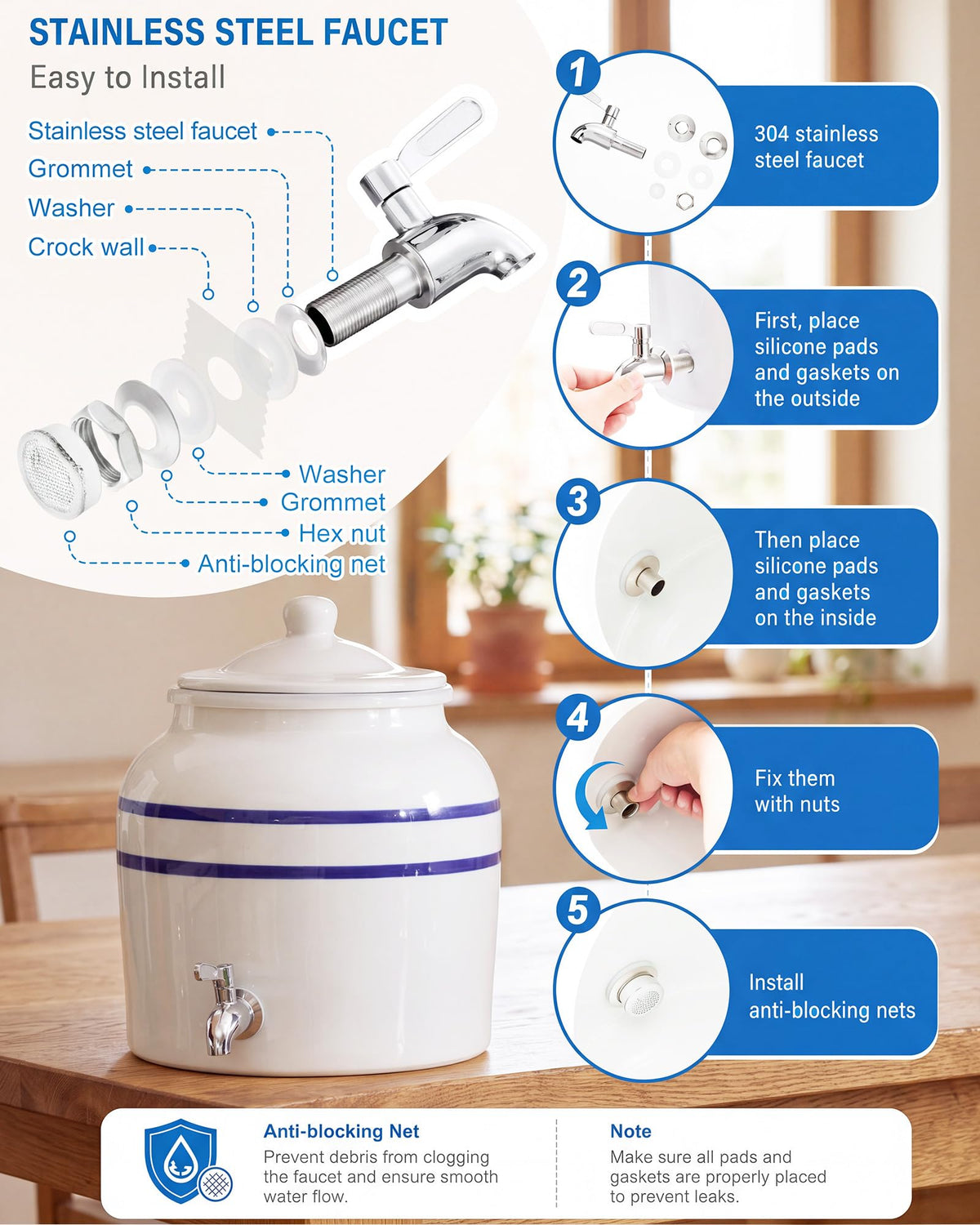 3-Tier 5 Gallon Ceramic Water Jug Holder J5829