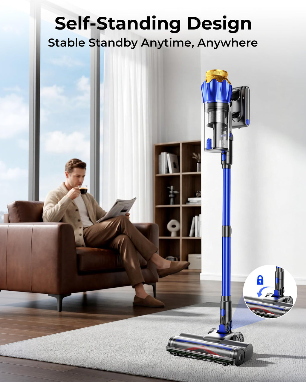 650W 55KPa Cordless Stick Vacuum Cleaner with Anti-Tangle Brush D4855