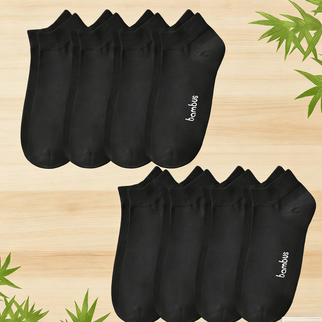 8 Pairs Bamboo Viscose Diabetic Ankle Socks Black Size 6-9 H724365
