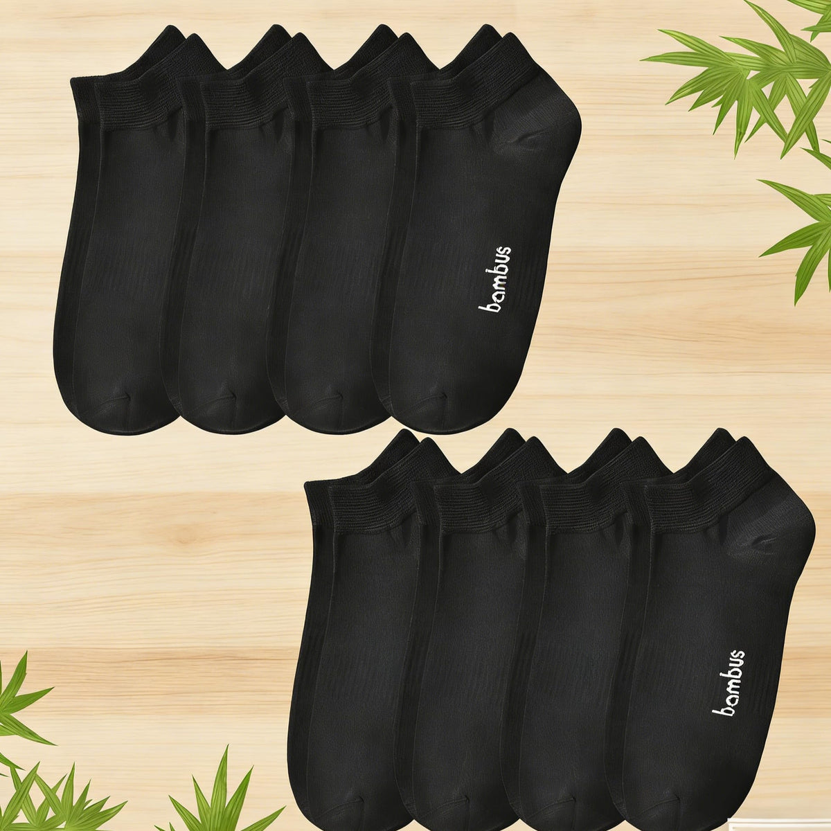 8 Pairs Bamboo Viscose Diabetic Ankle Socks Black Size 6-9 H724365