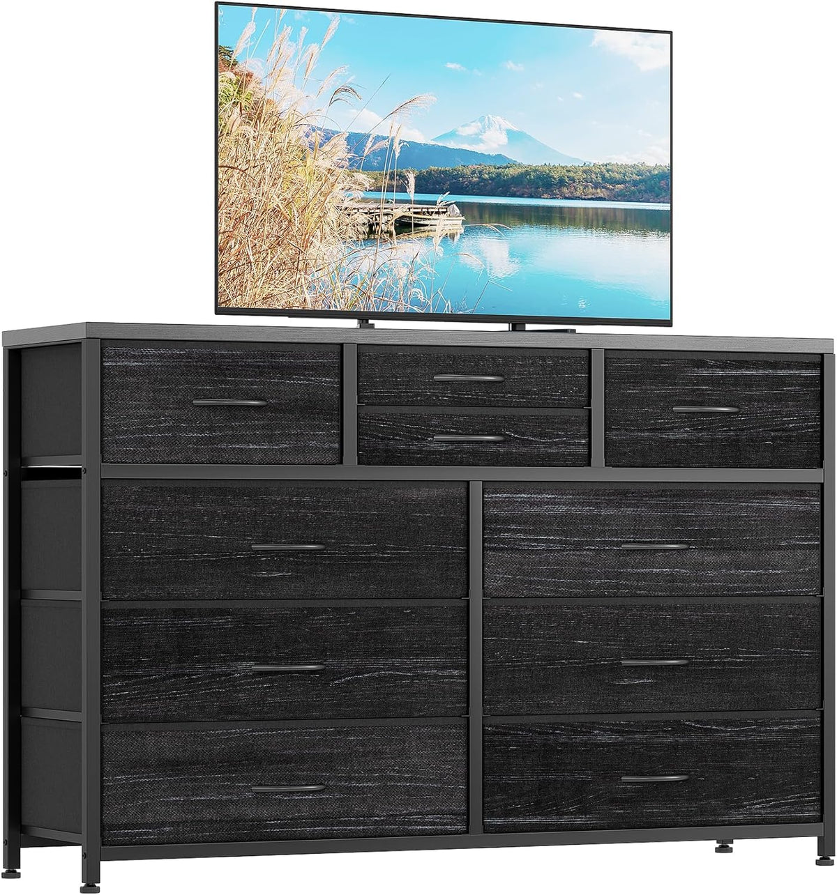 10 Drawer Fabric Dresser with Wood Top N41747