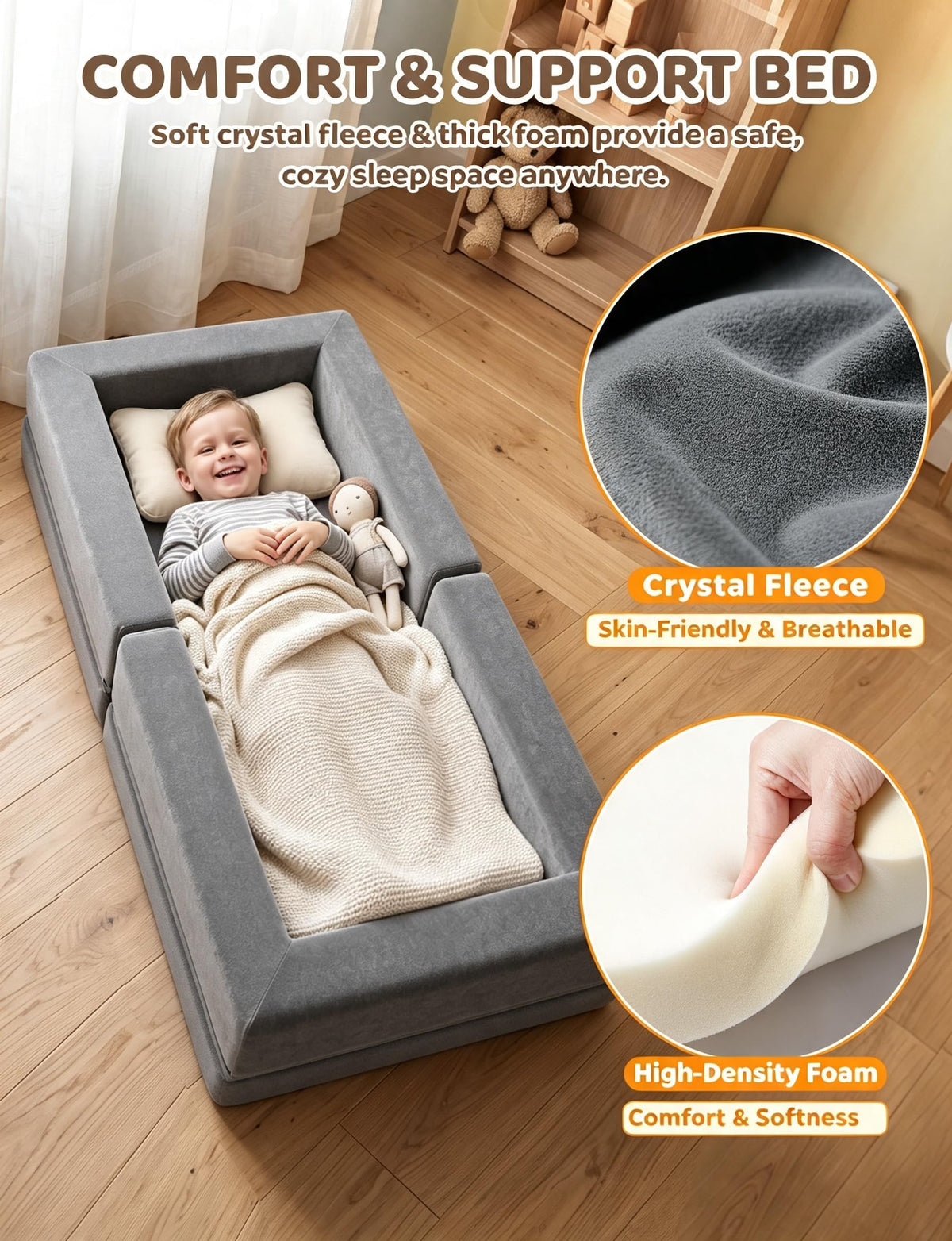 54" Portable Foldable Foam Toddler Bed C6861