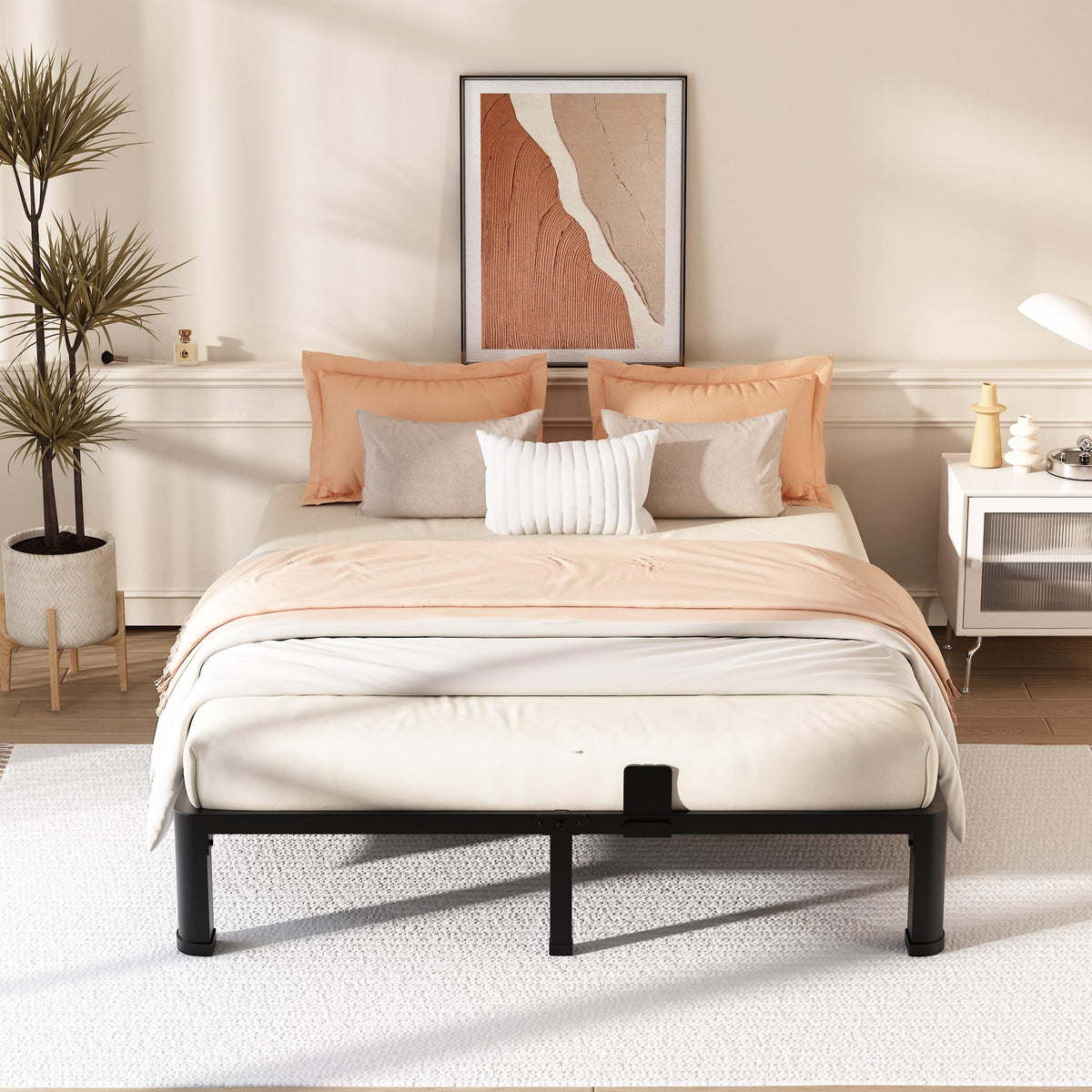 10 Inch Queen Metal Bed Frame with Headboard Y790870
