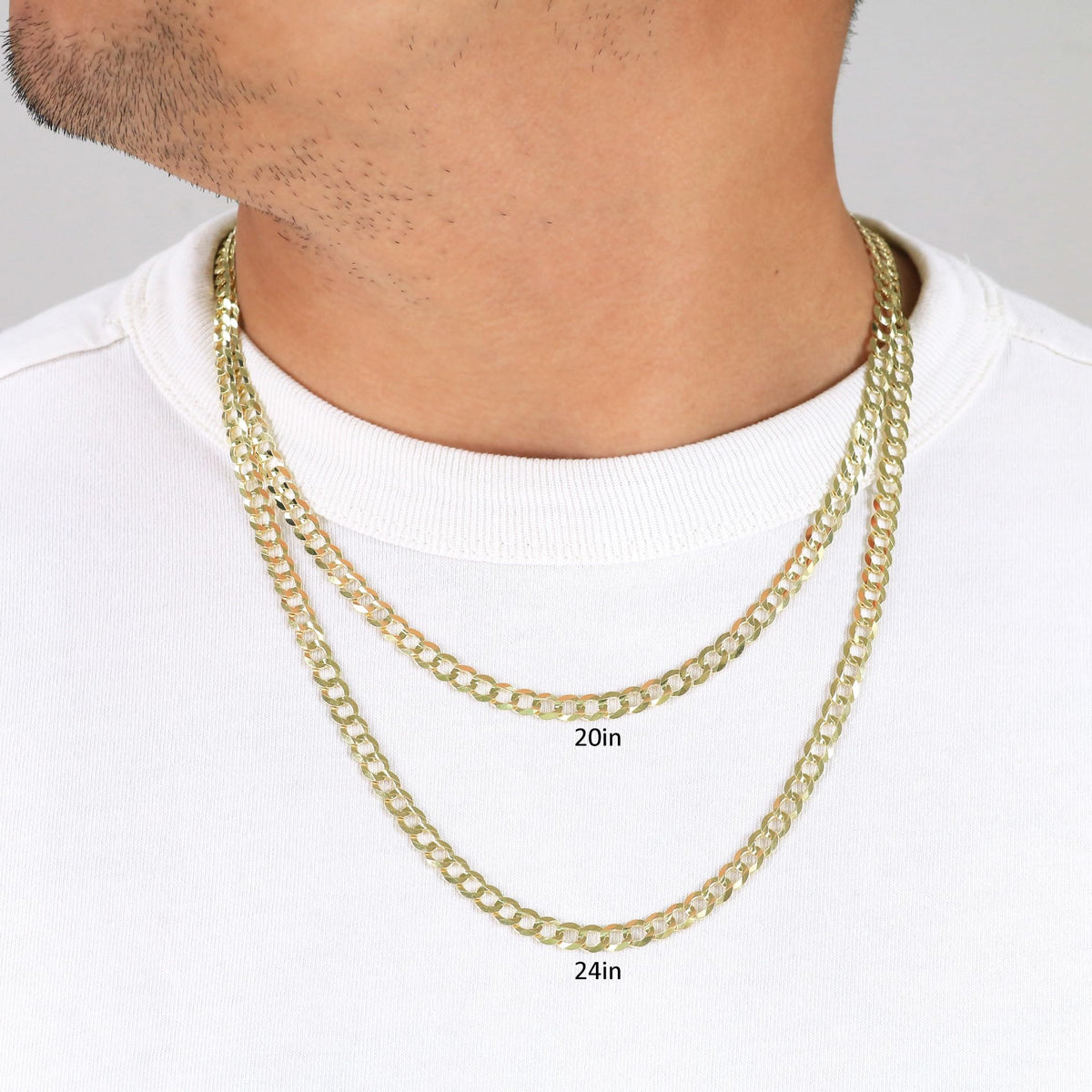 14k Yellow Gold Cuban Curb Link Chain Necklace Y408