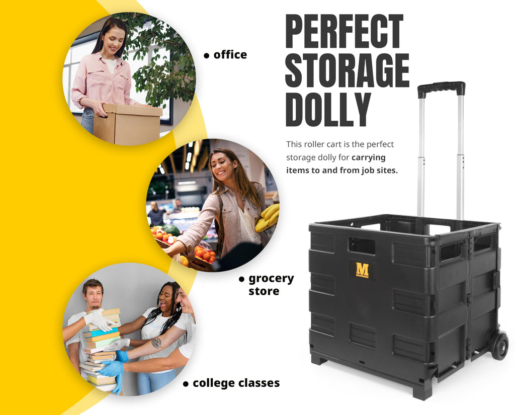 Black Collapsible Rolling Folding Dolly Cart Y857
